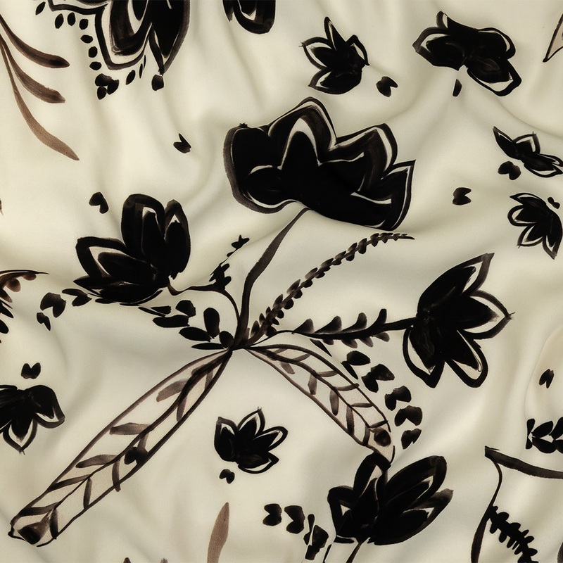 Mood Exclusive White Peaceful Pond Polyester Crepe