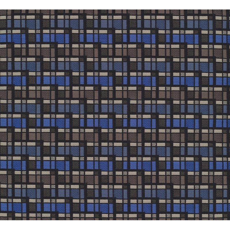 Skyline Lakeshore Drive Durable Geometric Blue Upholstery Fabric Order Product