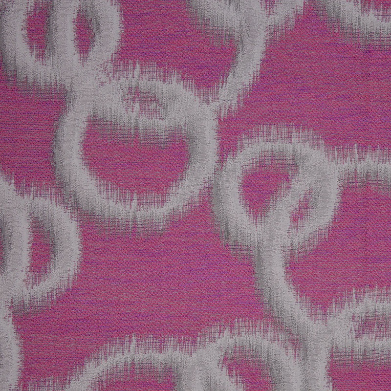 Fuchsia Geometric Ikat Bubbles Polyester Woven