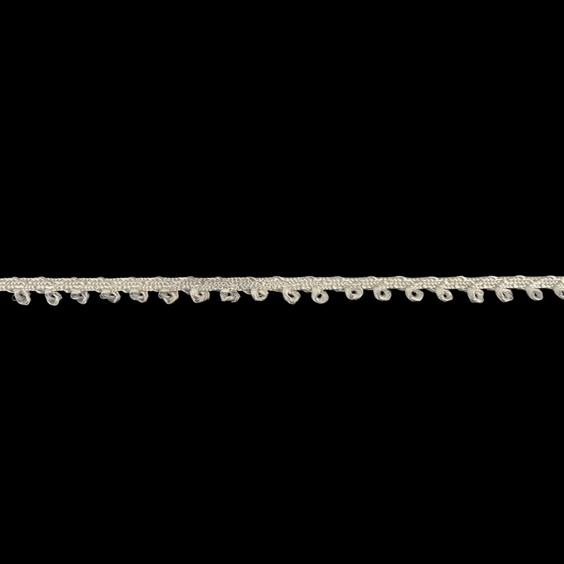 Optical White Picot Edged Cotton Blend Braided Trim – 0.1875″