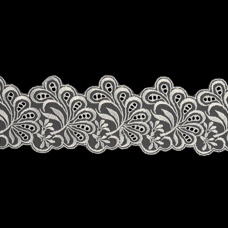 White Luminous Leafy Stems Embroidered and Eyelet Lace Trim – 3″