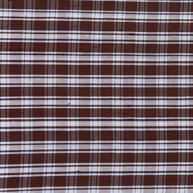 Chocolate Plaid Shantung/ Dupioni