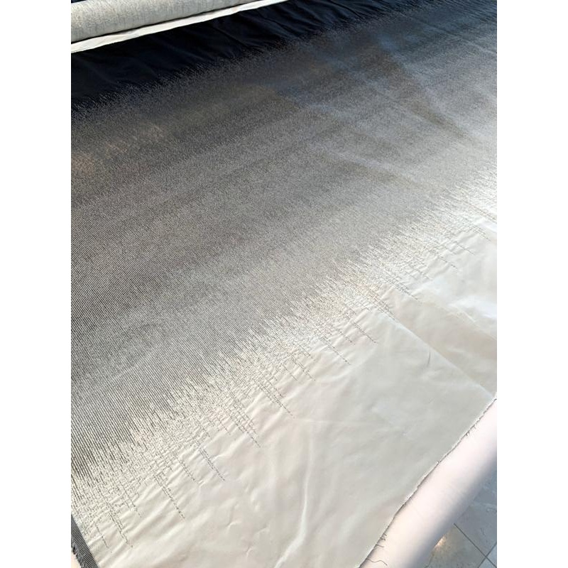 Italian Textured and Gathered 2-Ply Gradient Ombre Polyester Taffeta Panel – Grey / Black Fabric by the Panel