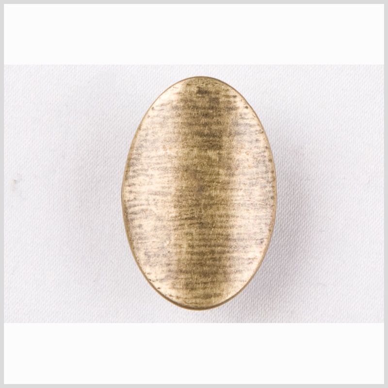 Old Brass Oval Metal Shank Back Button – 28L/18mm