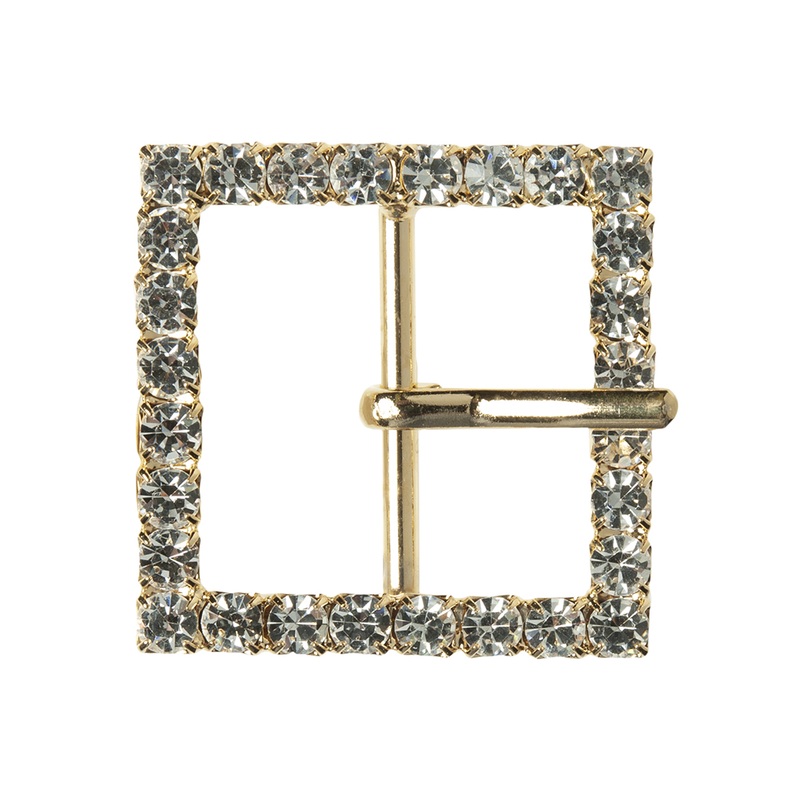 Swarovski Crystal and Gold Square Rhinestone Buckle – 1.375″