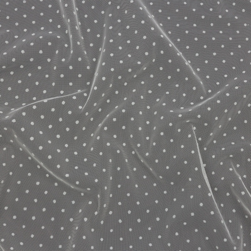 Famous Australian Designer Ivory Flocked Dots Polyester Mesh
