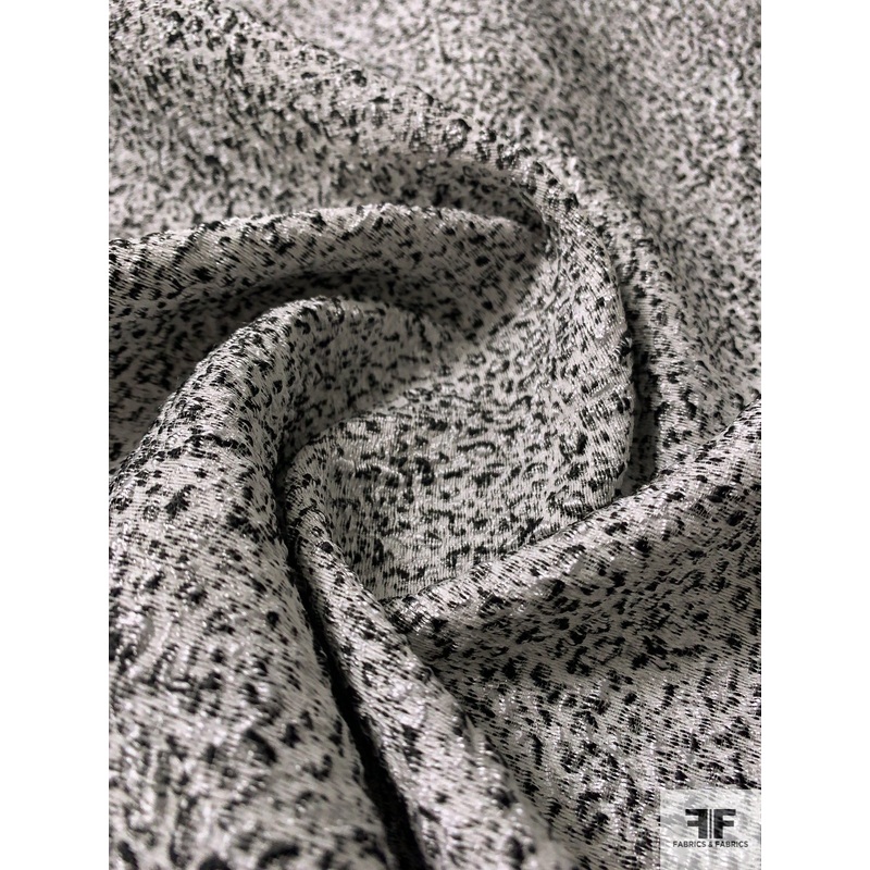 Italian Textured Speckled Brocade Suiting – Black / Off-White Fabric by the Yard