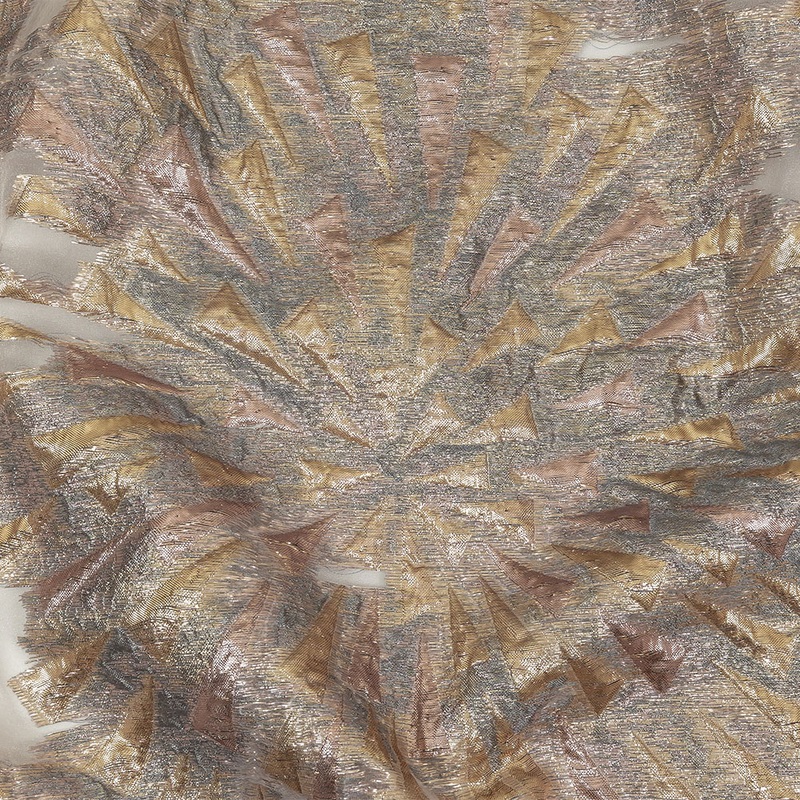 Metallic Rose and Gold Shattered Glass Luxury Burnout Brocade