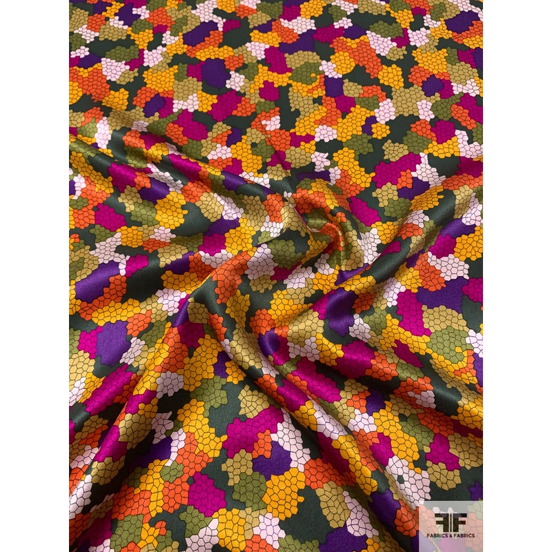 Pebble Clusters Printed Silk Charmeuse – Multicolor Fabric by the Yard