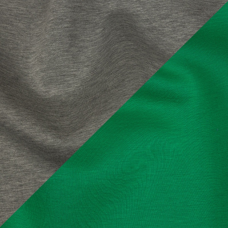 Famous Designer Kelly Green and Heathered Gray Double Face Rayon and Cotton Scuba Knit
