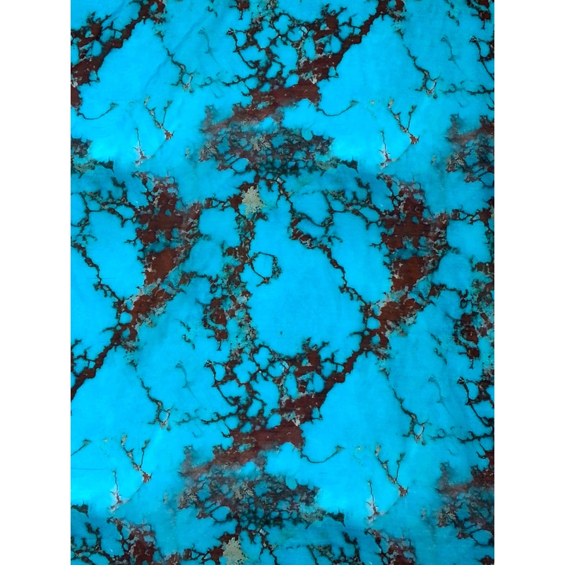 Italian Marble Inspired Printed Silk-Cotton Lawn Voile with Slight Shantung Weave – Turquoise Blue / Burgundy Fabric by the Yard