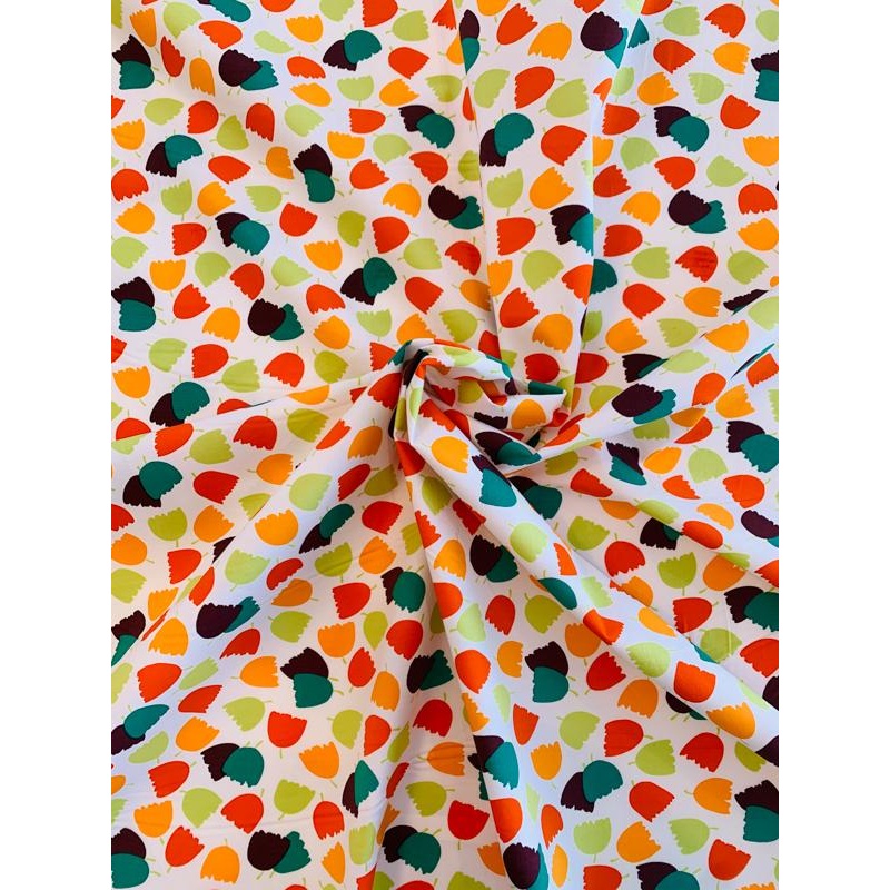 Playful Tulips Printed Stretch Cotton Poplin – Multicolor Fabric by the Yard