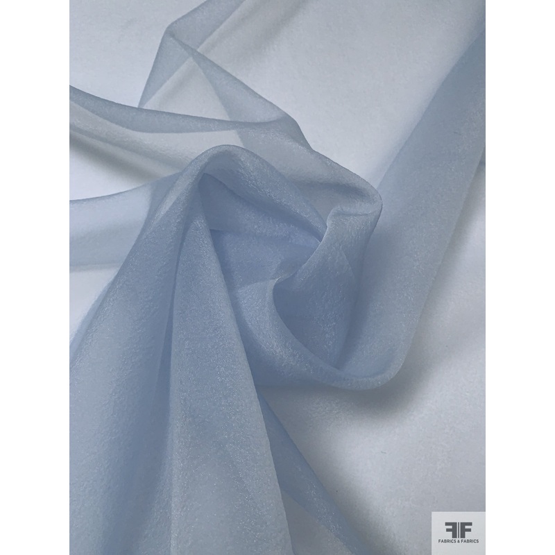 Solid Finely Crinkled-Like Shimmer Organza – Pale Blue Fabric by the Yard