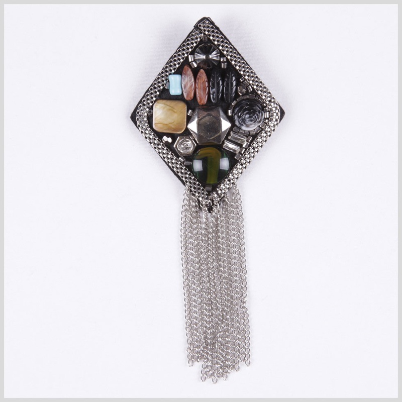 3″ x 6.5″ Black Nickel Beaded Brooch