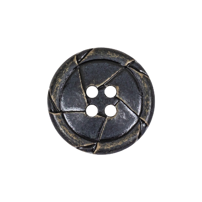 Antique Black Knotted Leather-Look 4-Hole Plastic Button – 36L/23mm