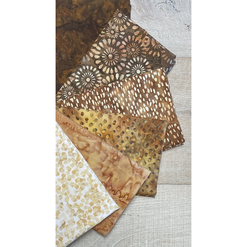 Caramel Fawn Batik – Half Metre Bundle – 6 Pieces