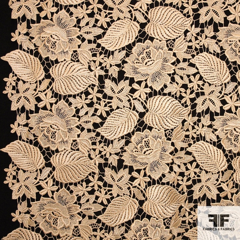 Floral Guipure Lace – Yellow Gold Fabric by the Yard