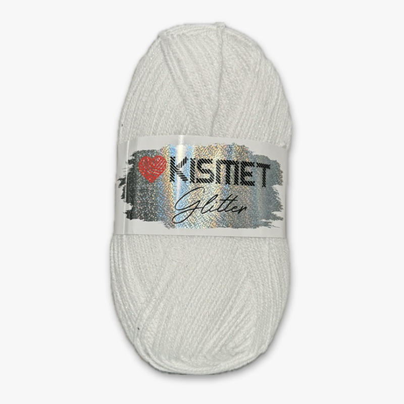 Glitter Dbl Knit White #1