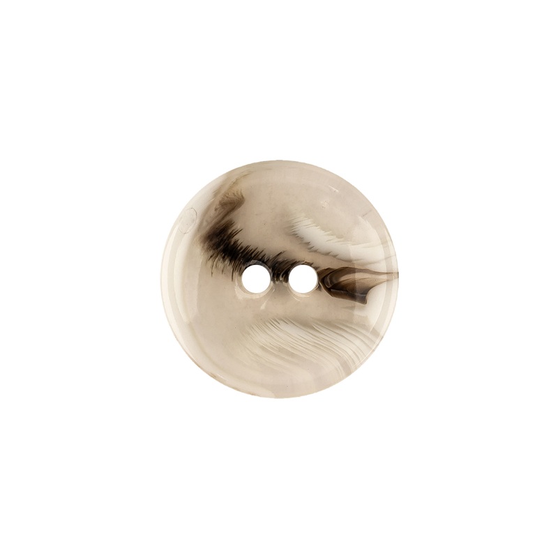 Italian Transparent, Black and Lily White Abstract Swirls Narrow Rimmed Plastic Button – 28L/18mm