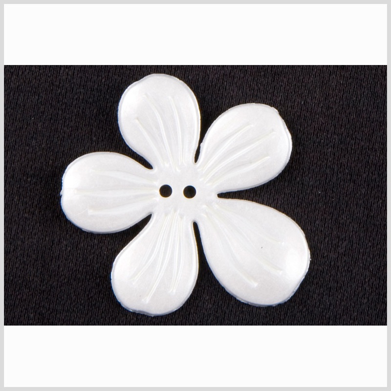 White Floral Plastic Coat Button – 50L/32mm