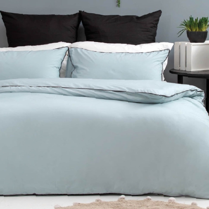 180TC Piped Duvet Cover Set Dark Egg Three Quarter