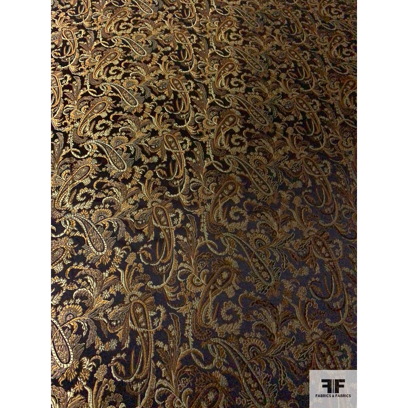 Paisley Brocade – Black / Golds Fabric by the Yard