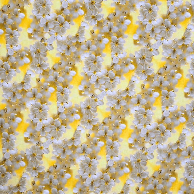 Viscose Printed Challis Floral Yellow Per Met