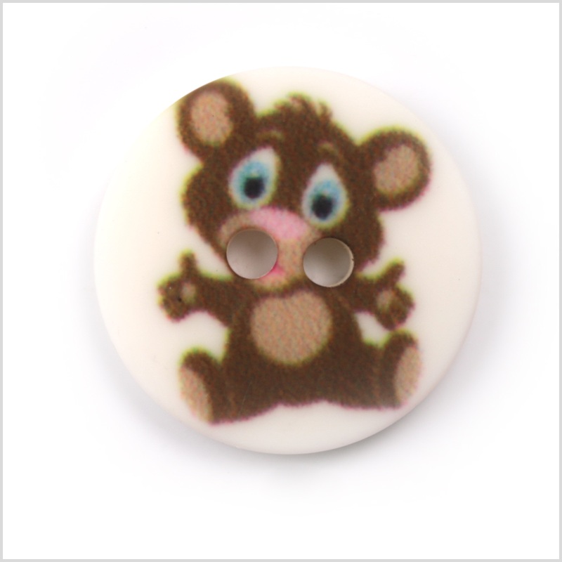 White Kids Teddy Bear Button – 24L/15mm