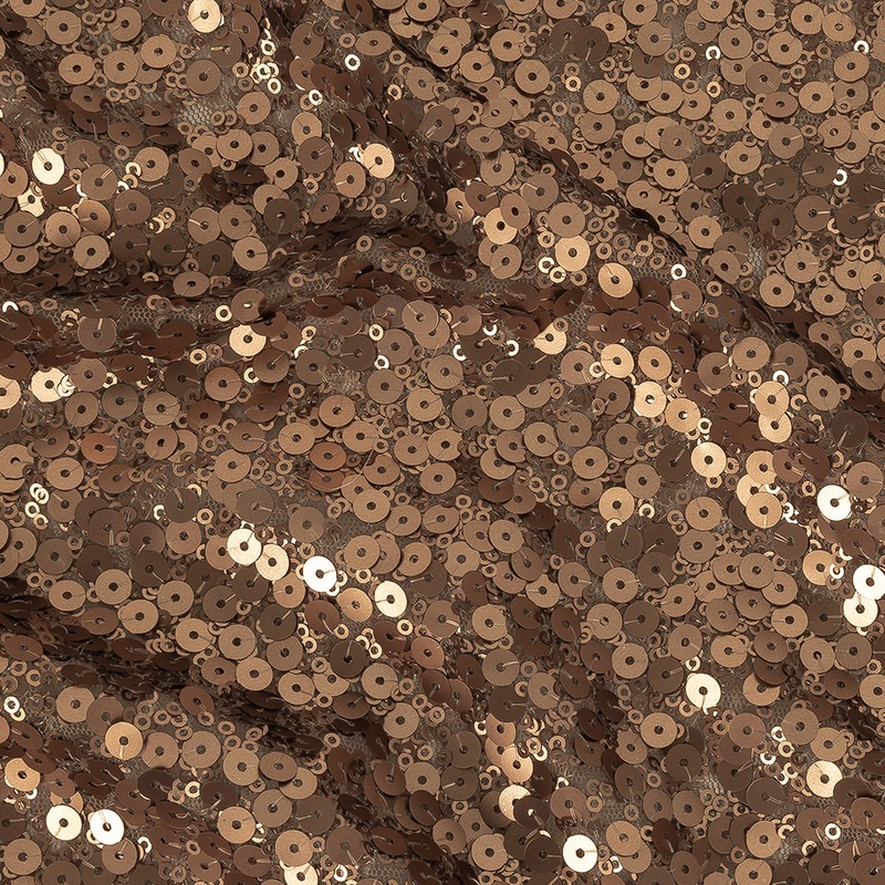 Bronze Sequin Clusters on Taupe Mesh