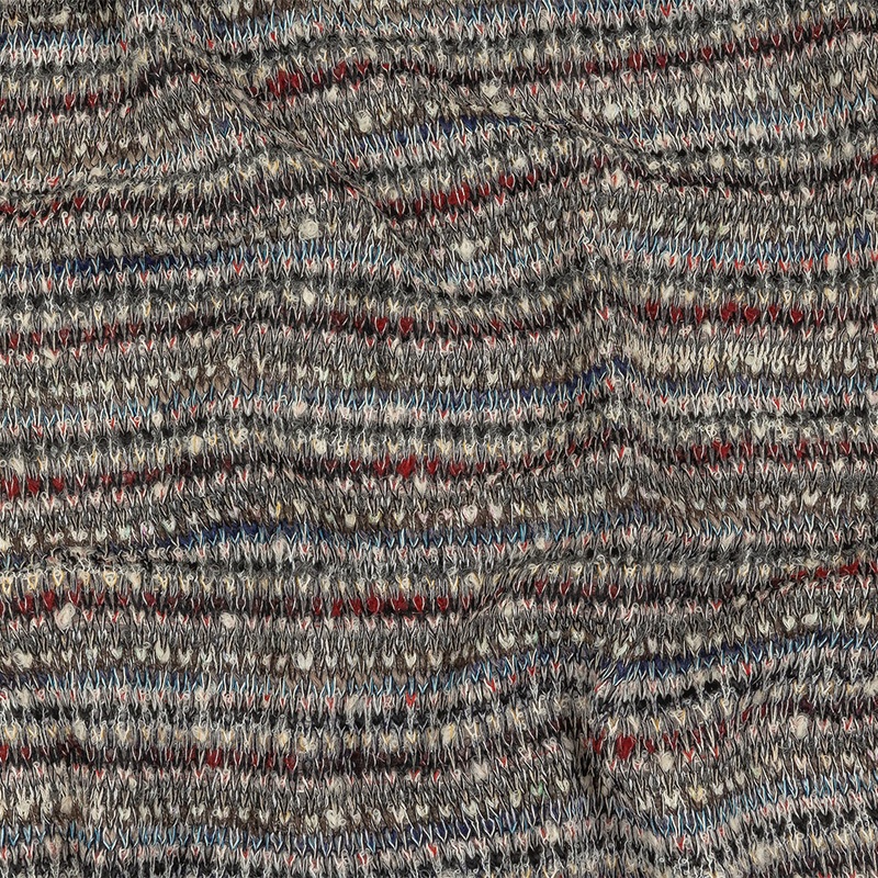 Caviar, Tofu, Red and Blue Tweedy Stripes Wool and Cotton Sweater Knit