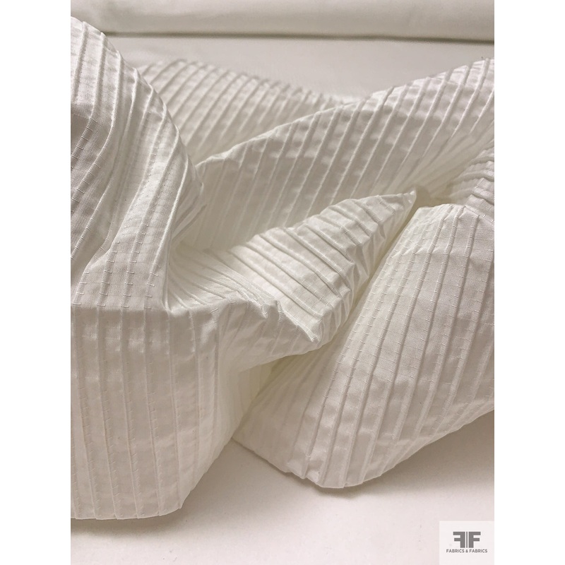 Pleated Pintuck Effect Polyester – Off-White Fabric by the Yard