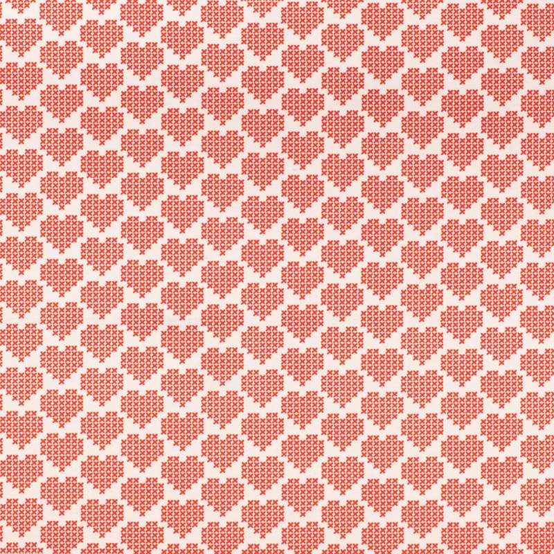 Printed Poly Cotton Sweetheart Red 140cm