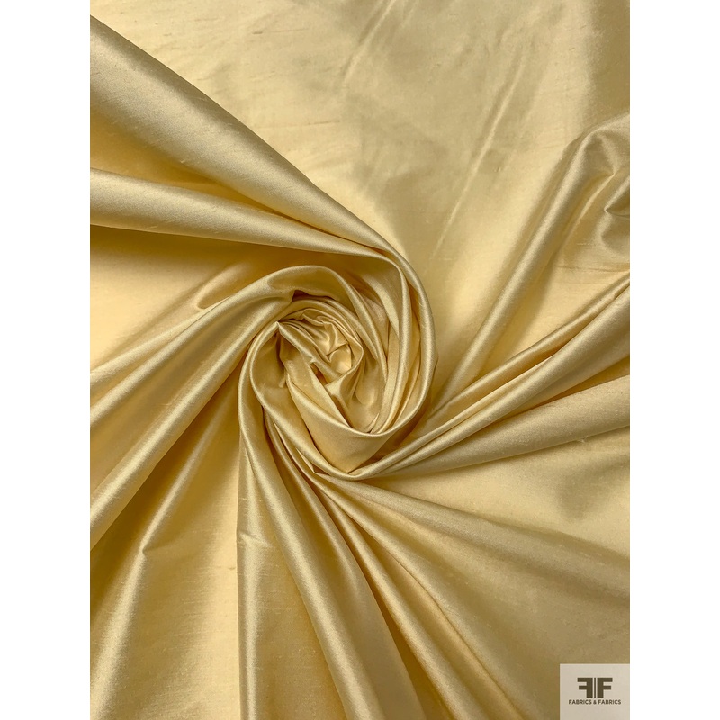 Solid Silk Shantung – Antique Butter Yellow Fabric by the Yard
