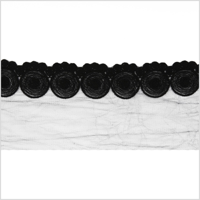 6″ Black Swirls Cotton Lace Trimming
