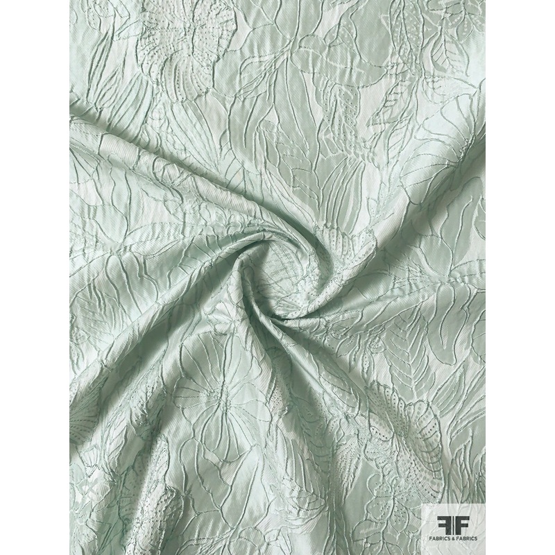 Floral Textured Brocade – Light Mint Fabric by the Yard