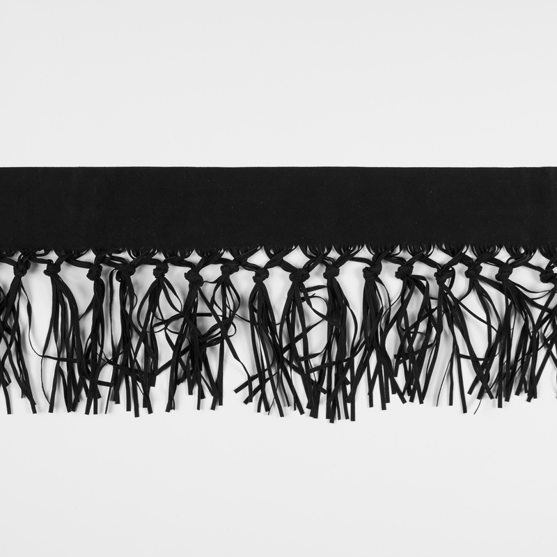 Italian Black Suede Fringe with Knots – 8.5″