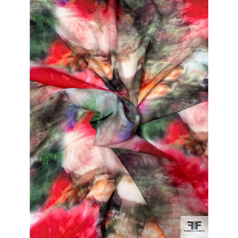 Romantic Hazy Floral Printed Silk Georgette – Multicolor Fabric by the Yard