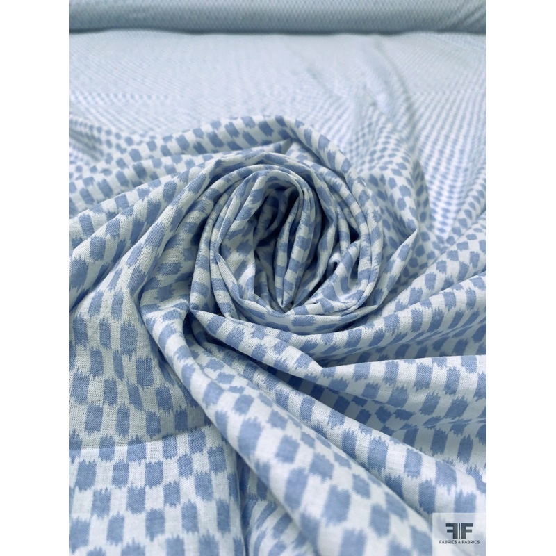 Small Graphic Lightweight Printed Cotton Lawn – Blue-Grey / Off-White Fabric by the Yard