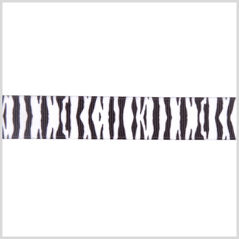 7/8″ Black/White Printed Grosgrain Ribbon