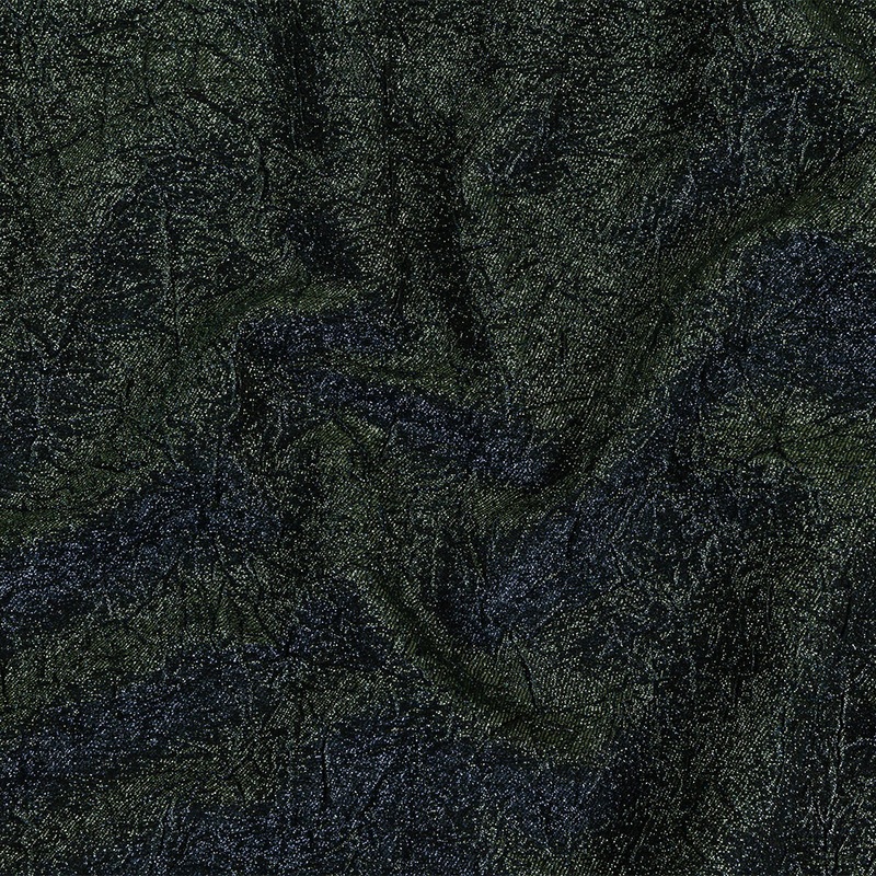 Astrolabe Metallic Evergreen and Navy Crinkled Luxury Brocade with Black Backing