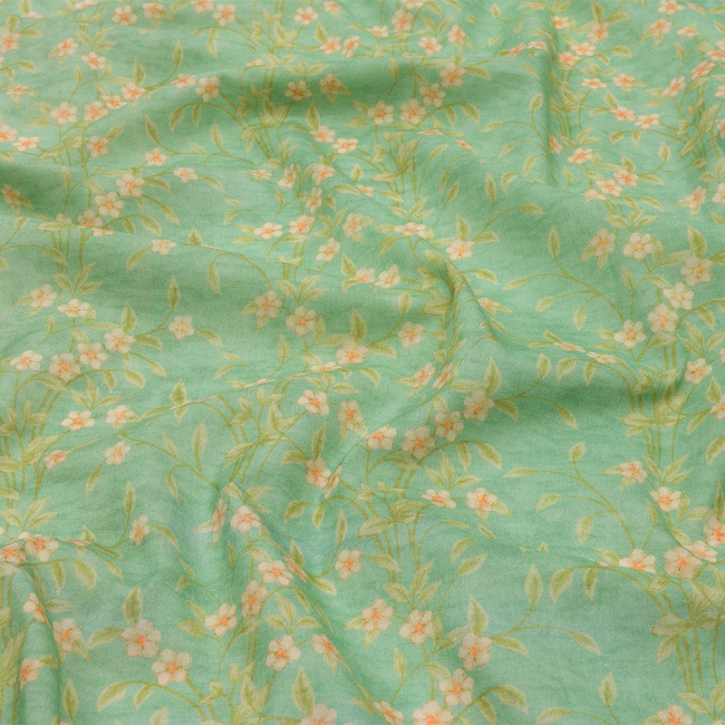 Cotton Voile – Green and Cream Floral – Flora’s Crown Print – Mood Exclusive Secret Garden Collection