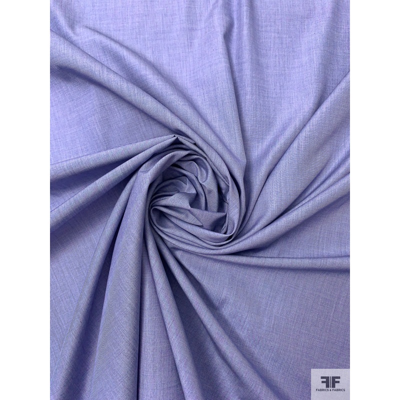 Italian Plain-Weave Yarn-Dyed Fine Cotton Shirting – Blue / White Fabric by the Yard
