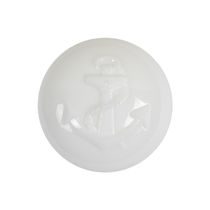 Italian White Anchor Embossed Shank Back Button – 40L/25.5mm