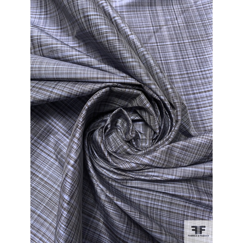 Micro Plaid Yarn-Dyed Silk Taffeta – Periwinkle Blue / Black Fabric by the Yard