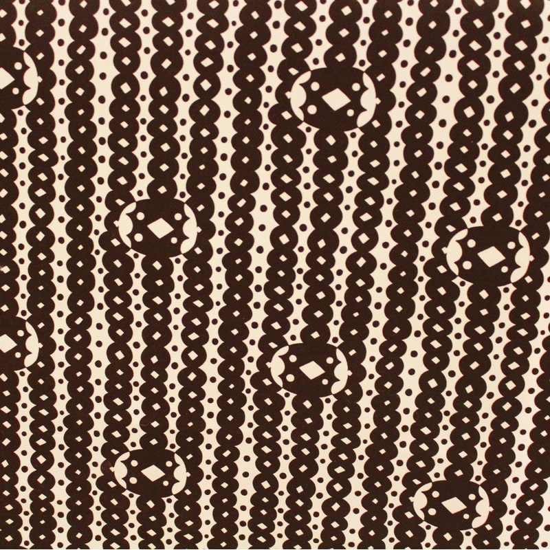 Striped Dot Printed Cotton Pique Panel – Brown/White Fabric by the Panel