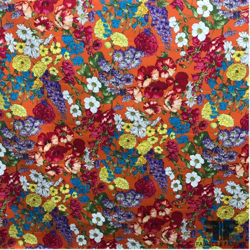 Italian Floral Bloom Printed Cotton – Multicolor Fabric by the Yard