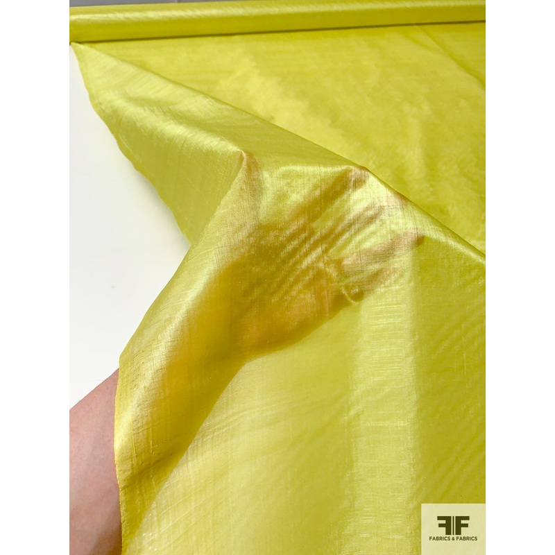 Italian Solid Gauzy-Look Silk Organza – Bright Yellow Fabric by the Yard