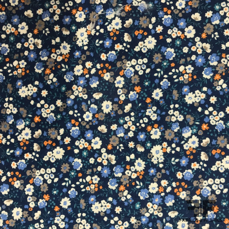 Japanese Floral Printed Cotton – Navy Fabric by the Yard