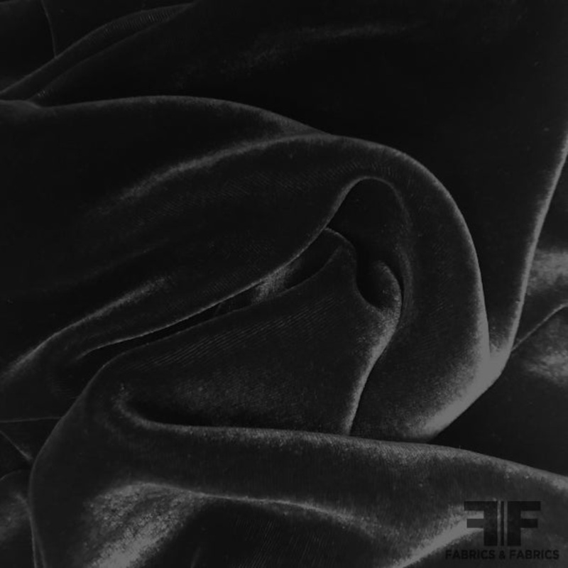 Polyester Velour – Black Fabric by the Yard