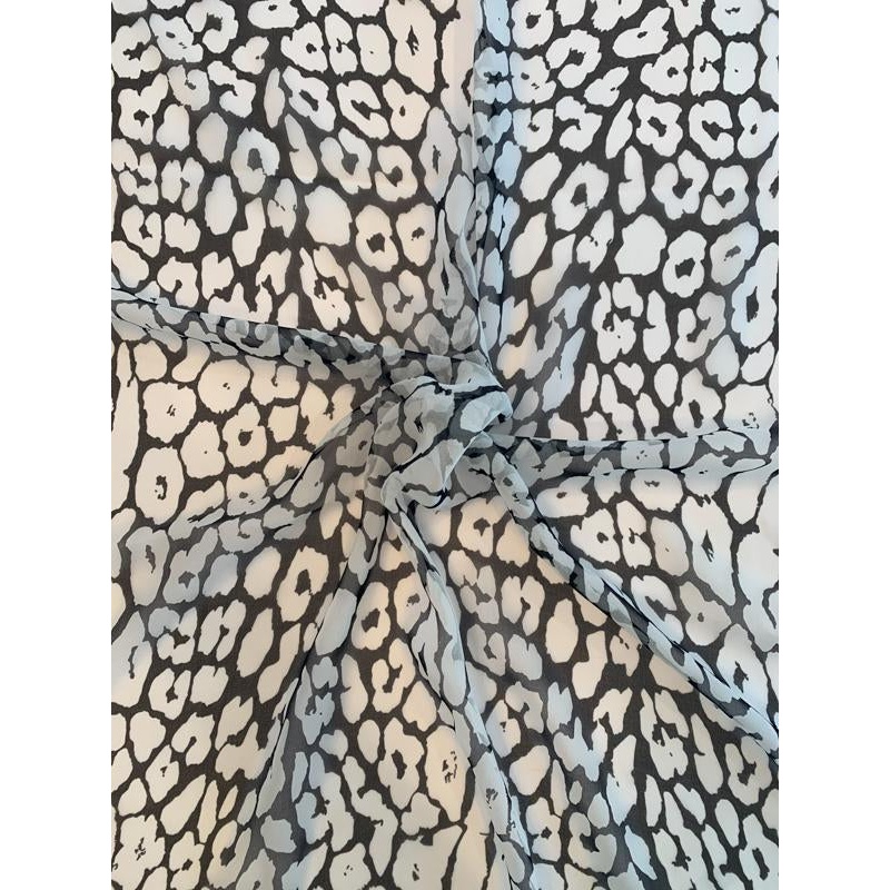 Animal-Like Pattern Printed Silk Chiffon – Black / White Fabric by the Yard